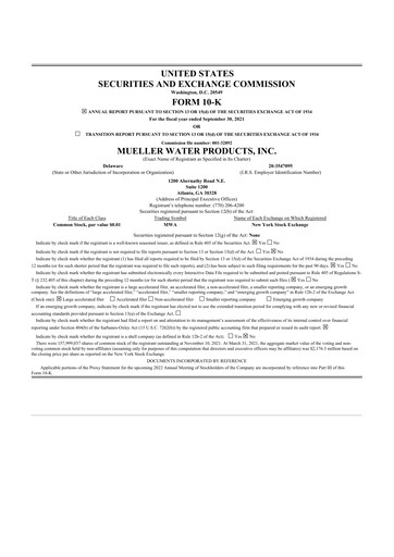 Thumbnail Mueller Water Products
 10-K Annual Report 2021