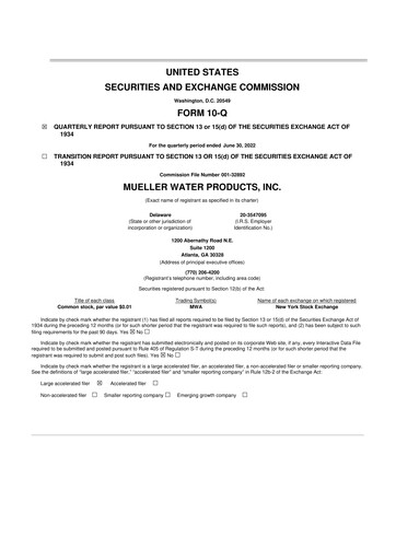 Thumbnail Mueller Water Products
 10-Q Quarterly Report FY2022 