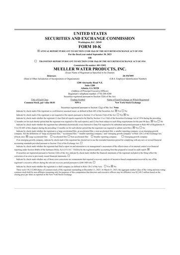 Thumbnail Mueller Water Products
 10-K Annual Report 2022