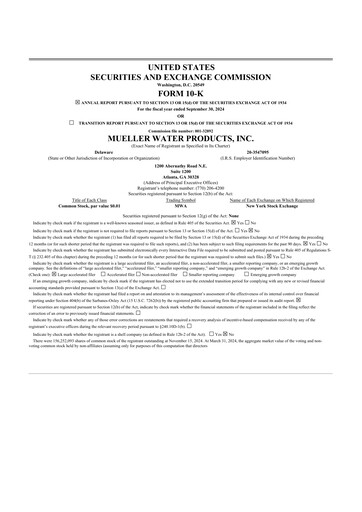 Thumbnail Mueller Water Products
 10-K Annual Report 2024