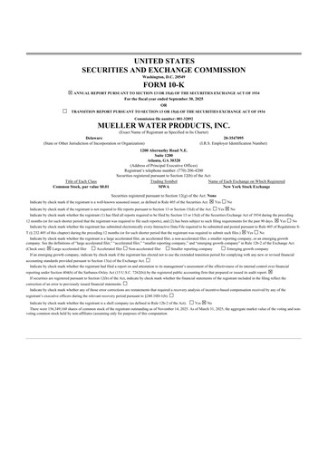 Thumbnail Mueller Water Products
 10-K Annual Report 2025