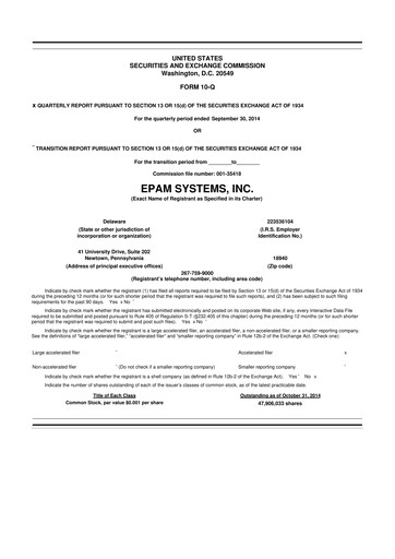 Miniature EPAM Systems
 10-Q Rapport trimestriel 2014 
