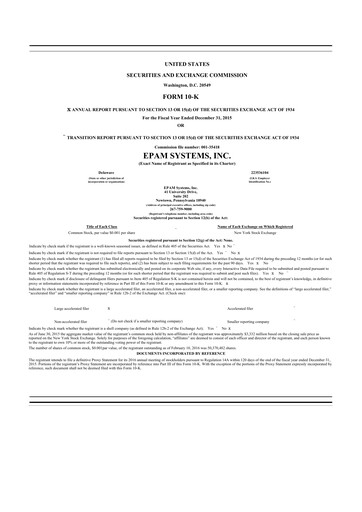 Thumbnail EPAM Systems
 10-K Annual Report 2015