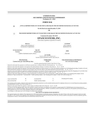 Thumbnail EPAM Systems
 10-K Annual Report 2019