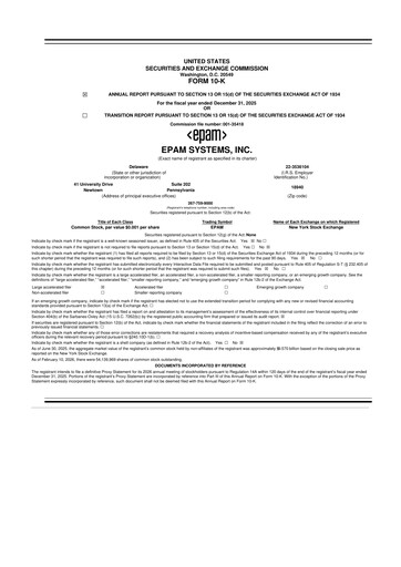 Vorschaubild EPAM Systems
 10-K Jahresbericht 2025