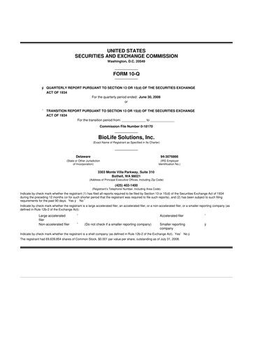 Thumbnail Biolife Solutions
 10-Q Quarterly Report FY 