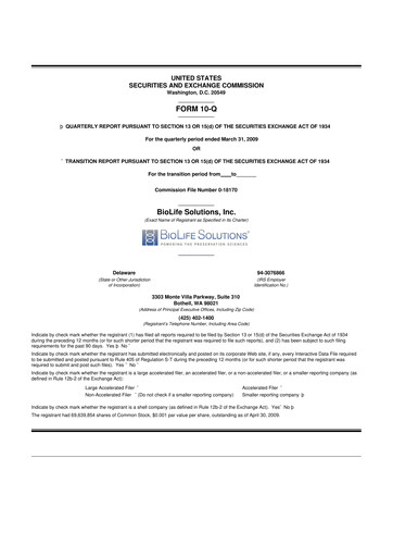 Thumbnail Biolife Solutions
 10-Q Quarterly Report FY 