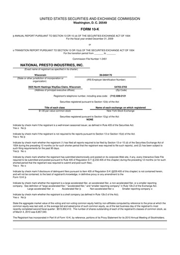 Thumbnail National Presto Industries
 10-K Annual Report 