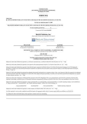 Vorschaubild Biolife Solutions
 10-K Jahresbericht 