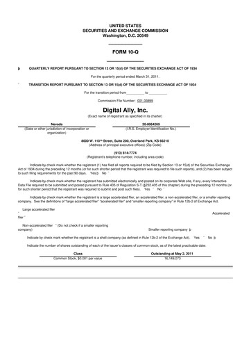 Thumbnail Digital Ally 10-Q Quarterly Report FY 