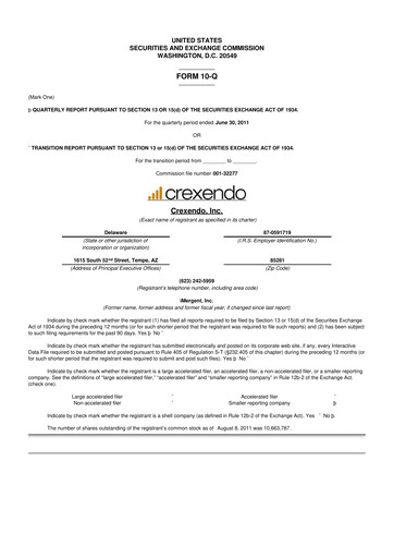 Thumbnail Crexendo 10-Q Quarterly Report FY2011 