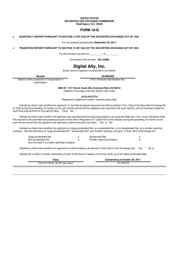 Thumbnail Digital Ally 10-Q Quarterly Report FY2011 