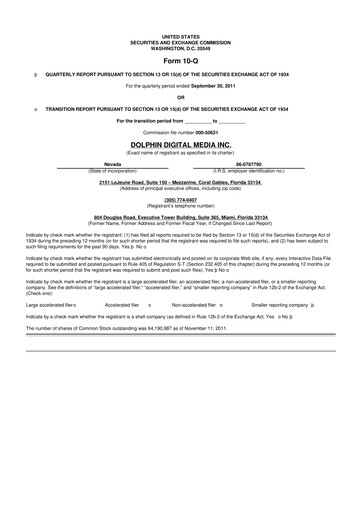 Thumbnail Dolphin Entertainment
 10-Q Quarterly Report FY2011 