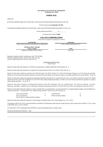 Thumbnail Cel-Sci

 10-K Annual Report 2011