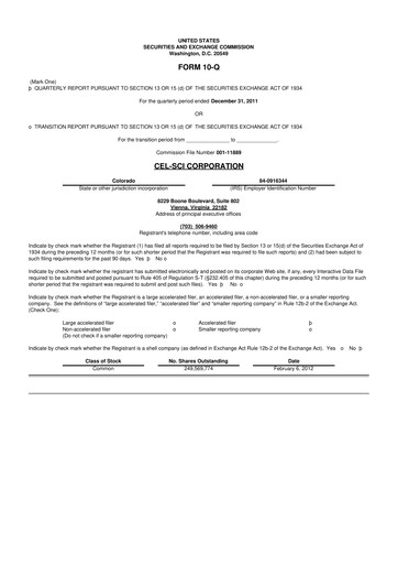 Thumbnail Cel-Sci

 10-Q Quarterly Report FY2012 