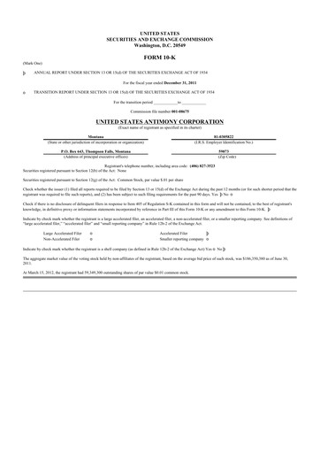 Vorschaubild United States Antimony Corporation 10-K Jahresbericht 2011