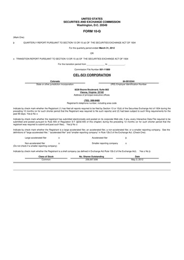 Thumbnail Cel-Sci

 10-Q Quarterly Report FY2012 