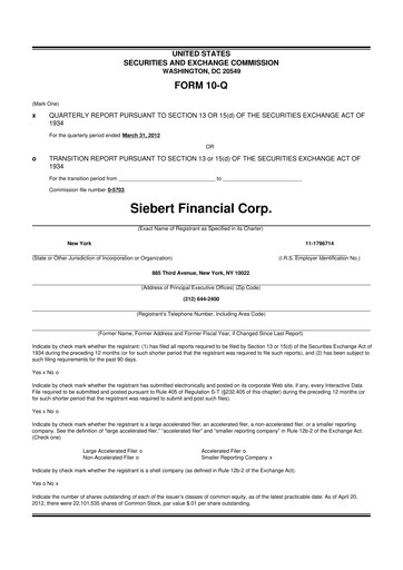 Thumbnail Siebert Financial 10-Q Quarterly Report FY2012 