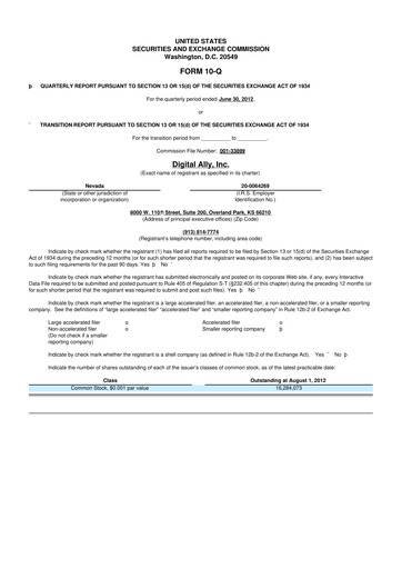 Thumbnail Digital Ally 10-Q Quarterly Report FY 