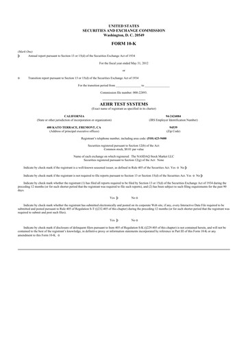 Thumbnail Aehr Test Systems 10-K Annual Report 2012
