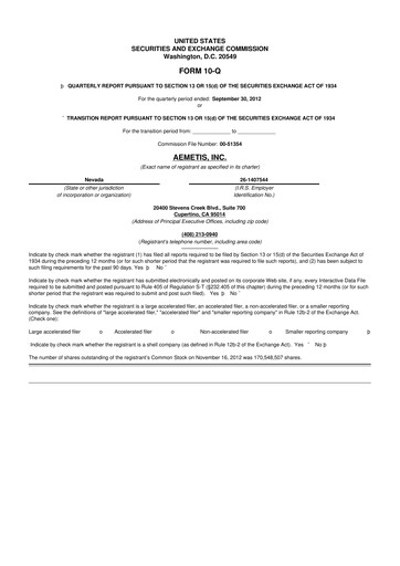 Thumbnail Aemetis 10-Q Quarterly Report FY2012 