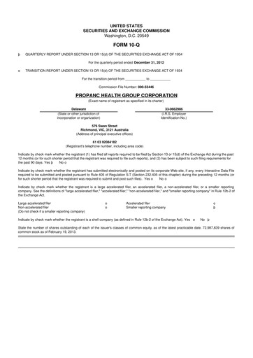 Thumbnail Propanc Biopharma 10-Q Quarterly Report FY2013 