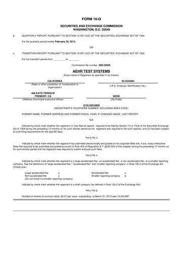 Thumbnail Aehr Test Systems 10-Q Quarterly Report FY2013 