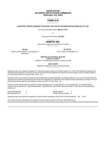 Thumbnail Aemetis 10-Q Quarterly Report FY2013 