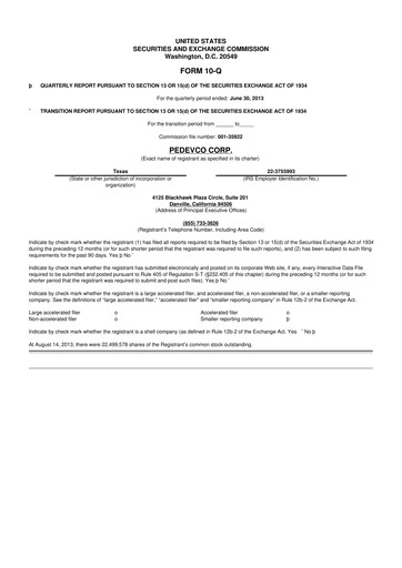 Thumbnail PEDEVCO
 10-Q Quarterly Report FY2013 