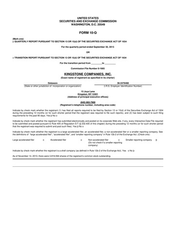 Thumbnail Kingstone Companies 10-Q Quarterly Report FY2013 