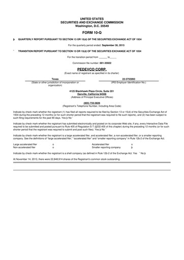 Thumbnail PEDEVCO
 10-Q Quarterly Report FY2013 