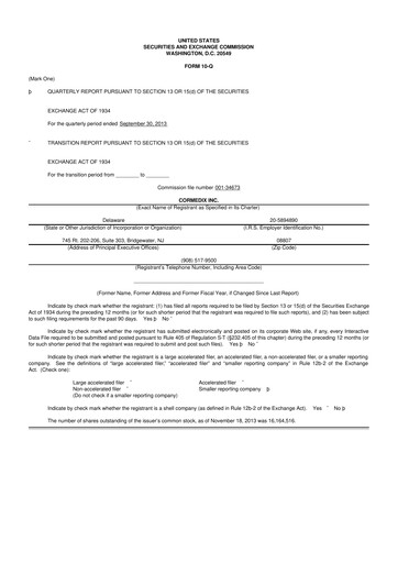 Thumbnail CorMedix 10-Q Quarterly Report FY2013 