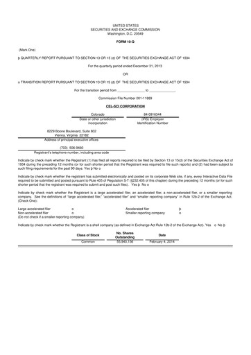 Thumbnail Cel-Sci

 10-Q Quarterly Report FY2014 