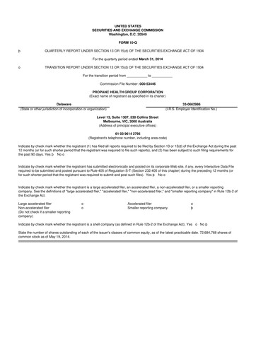 Thumbnail Propanc Biopharma 10-Q Quarterly Report FY2014 