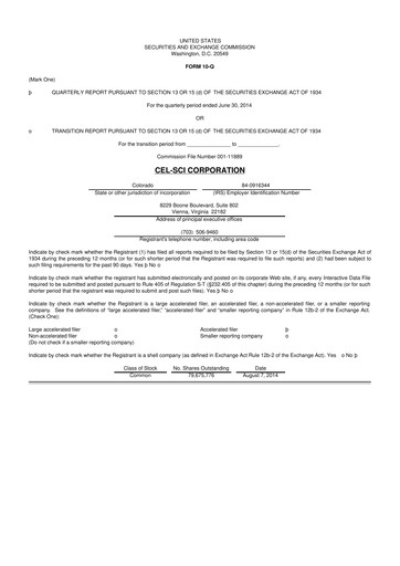 Thumbnail Cel-Sci

 10-Q Quarterly Report FY2014 