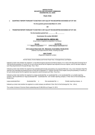 Thumbnail Dolphin Entertainment
 10-Q Quarterly Report FY2013 