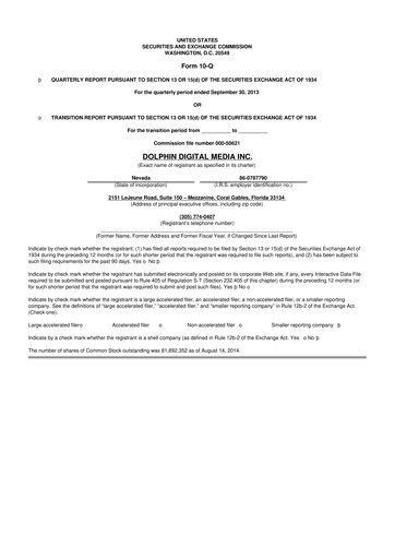 Thumbnail Dolphin Entertainment
 10-Q Quarterly Report FY2013 