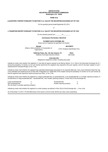 Vorschaubild Usio 10-Q Quartalsbericht 2014 