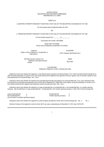 Thumbnail Aehr Test Systems 10-Q Quarterly Report FY2015 