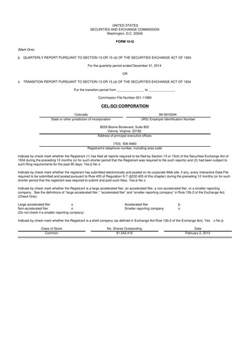 Thumbnail Cel-Sci

 10-Q Quarterly Report FY2015 