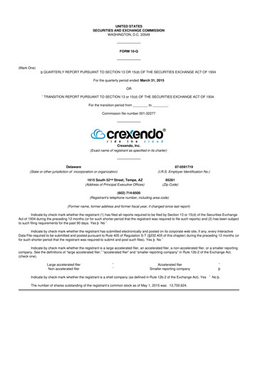 Thumbnail Crexendo 10-Q Quarterly Report FY2015 