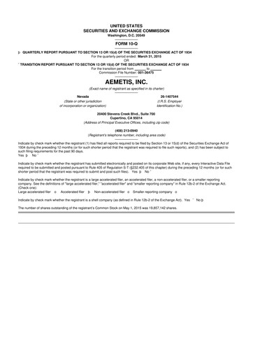 Thumbnail Aemetis 10-Q Quarterly Report FY2015 