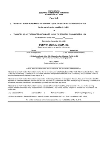 Thumbnail Dolphin Entertainment
 10-Q Quarterly Report FY2015 