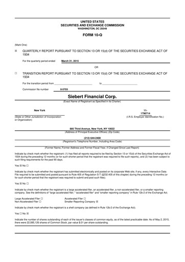 Thumbnail Siebert Financial 10-Q Quarterly Report FY2015 