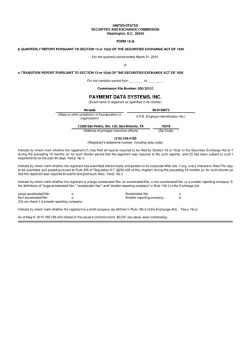 Vorschaubild Usio 10-Q Quartalsbericht 2015 