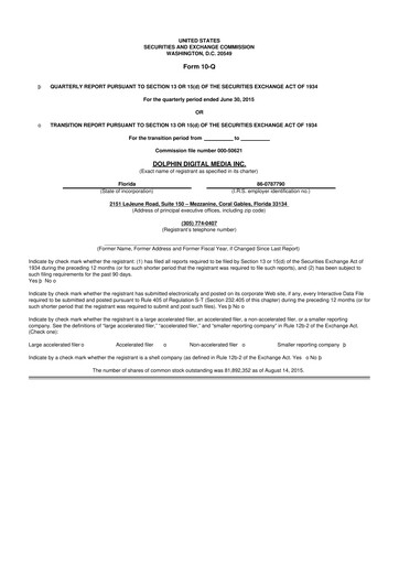 Thumbnail Dolphin Entertainment
 10-Q Quarterly Report FY2015 