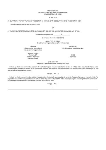 Thumbnail Aehr Test Systems 10-Q Quarterly Report FY2016 