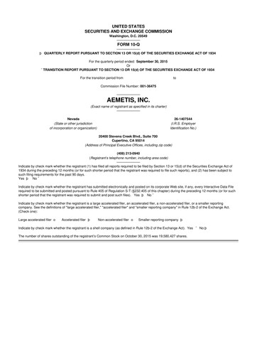 Thumbnail Aemetis 10-Q Quarterly Report FY2015 