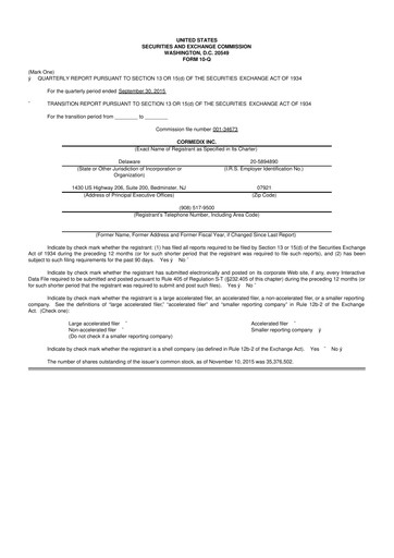 Thumbnail CorMedix 10-Q Quarterly Report FY2015 
