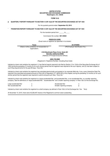 Thumbnail PEDEVCO
 10-Q Quarterly Report FY2015 